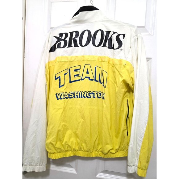 VTG Brooks Y2K Team Washington 90S Yellow & White Jacket Medium Lightweight Wind - Picture 3 of 9